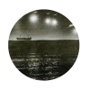 Round icon showing a black-and-white photograph of the target ship sitting in Cape Cod Bay.